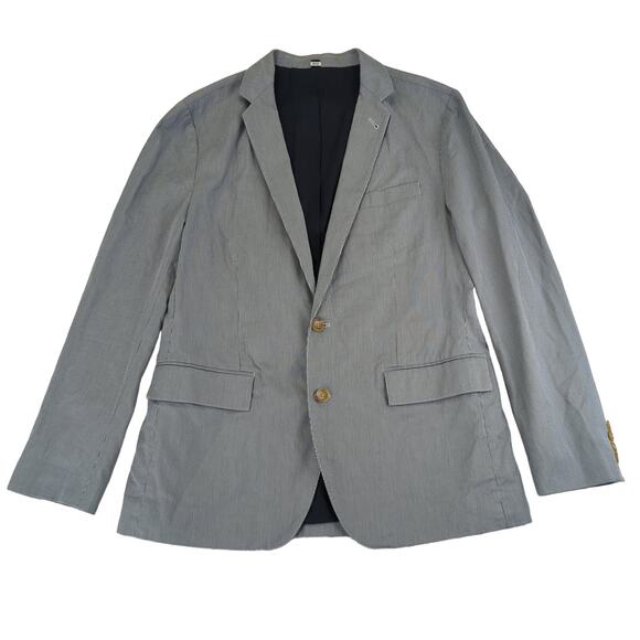 J.Crew Unconstructed Pinstripe Sport Coat Cotton Blazer Jacket 2 Button Medium - Picture 1 of 11